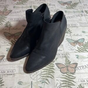 Lucky Brand Black Leather Wedge Ankle Booties Women's Size 9 M